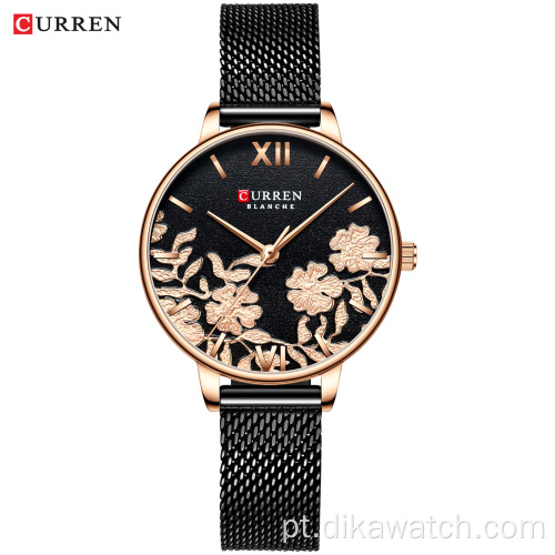 CURREN 9065 Venda quente moda feminina relógios de quartzo de marca chinesa de couro pequeno mostrador elegante relógio de pulso luxuoso relogio masculino